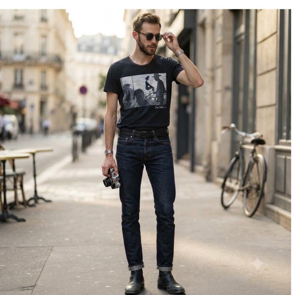 G'RSAGA Sam Haskins Graphic Tee Black Cotton Short Sleeve Art Photo T-Shirt S